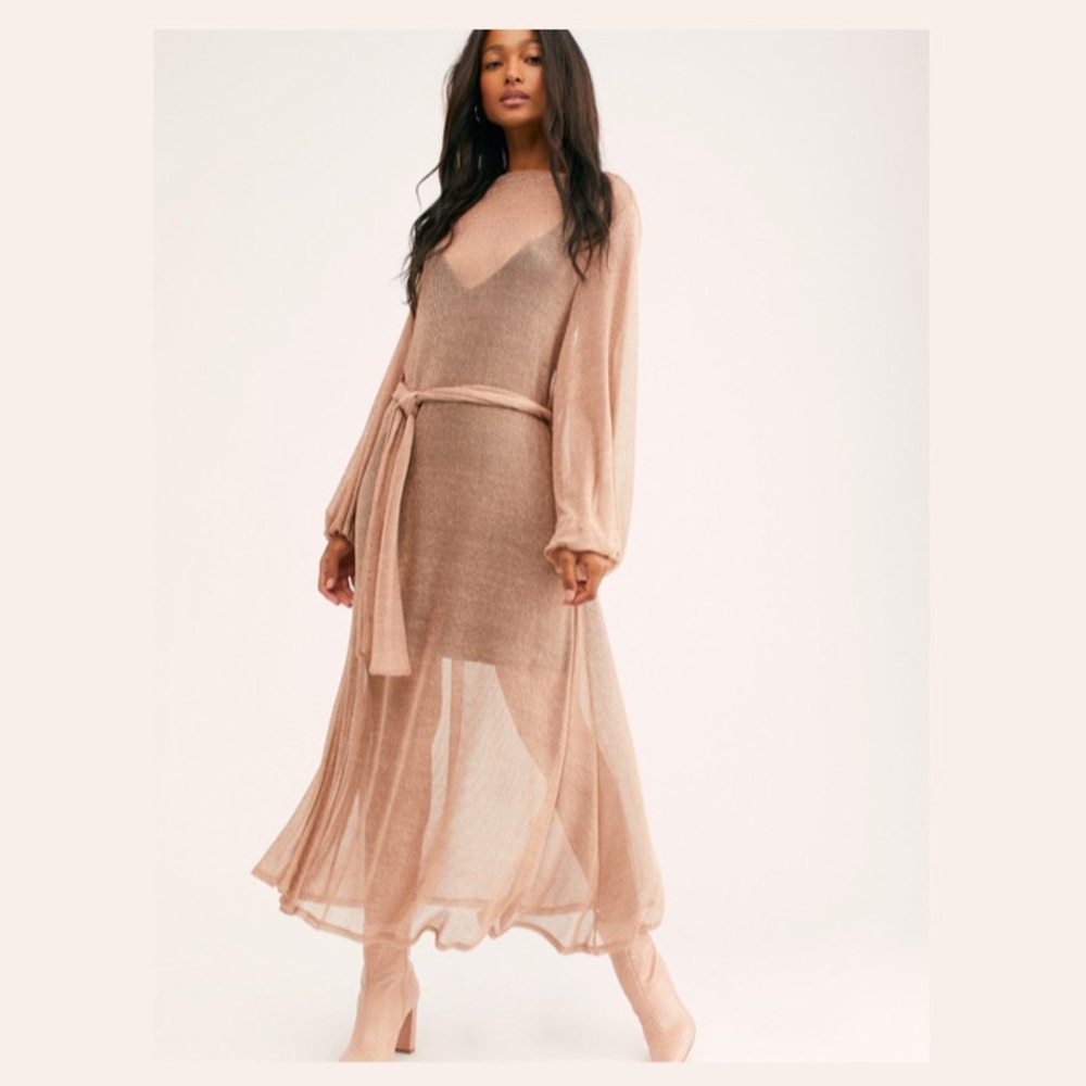 NEW Free People Daybreak Midi Dress - Rose Gold - Picture 2 of 11